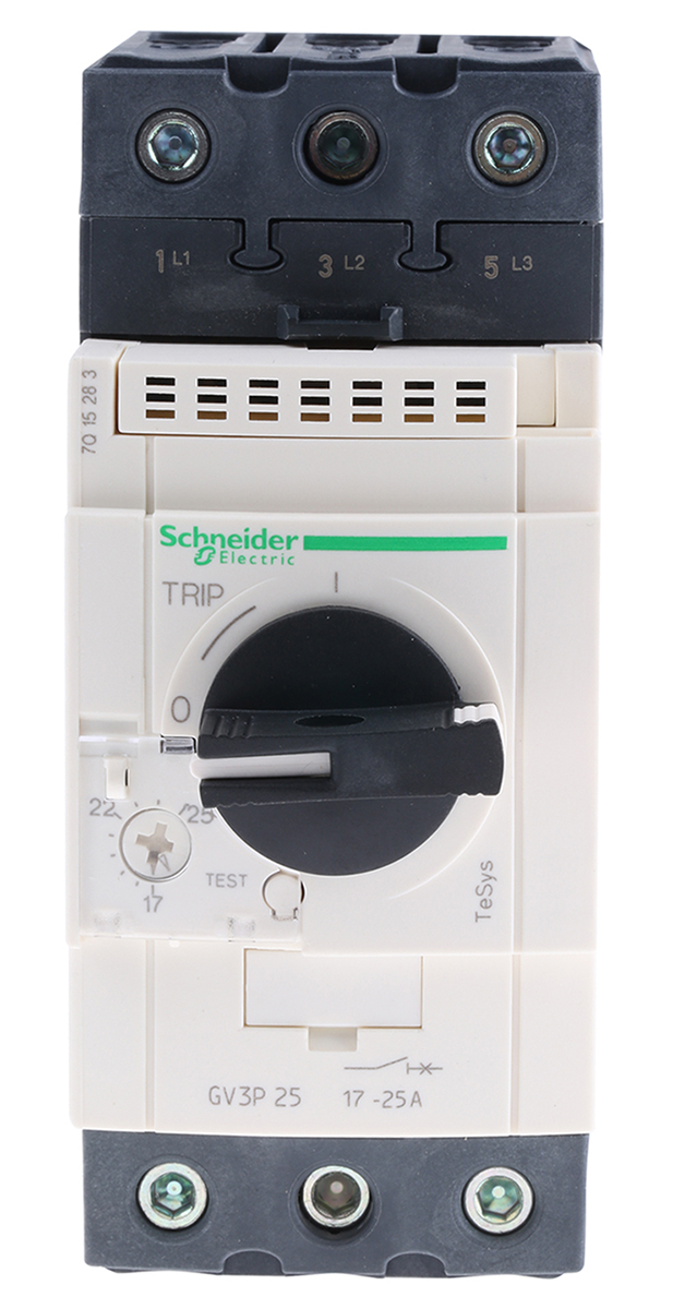 gv3p25 Schneider Electric TeSys TeSyS GV Thermal Circuit Breaker - 3-Pole, Direct, 25A Current Rating, 100 kA, 690V ac