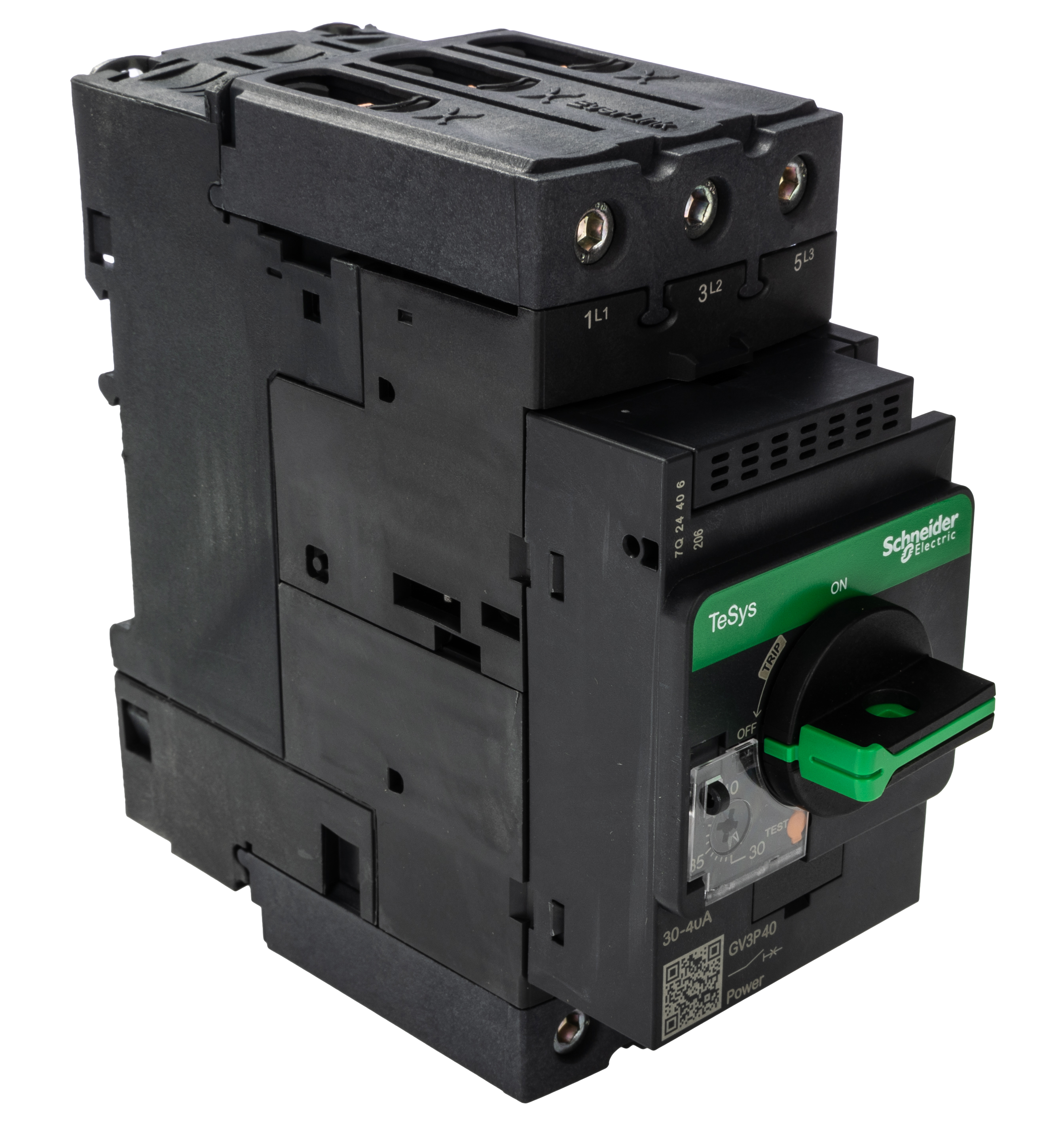 gv3p40 Schneider Electric TeSys GV3 Thermal Circuit Breaker - 3-Pole, Direct, 40A Current Rating, 100 kA, 690V ac