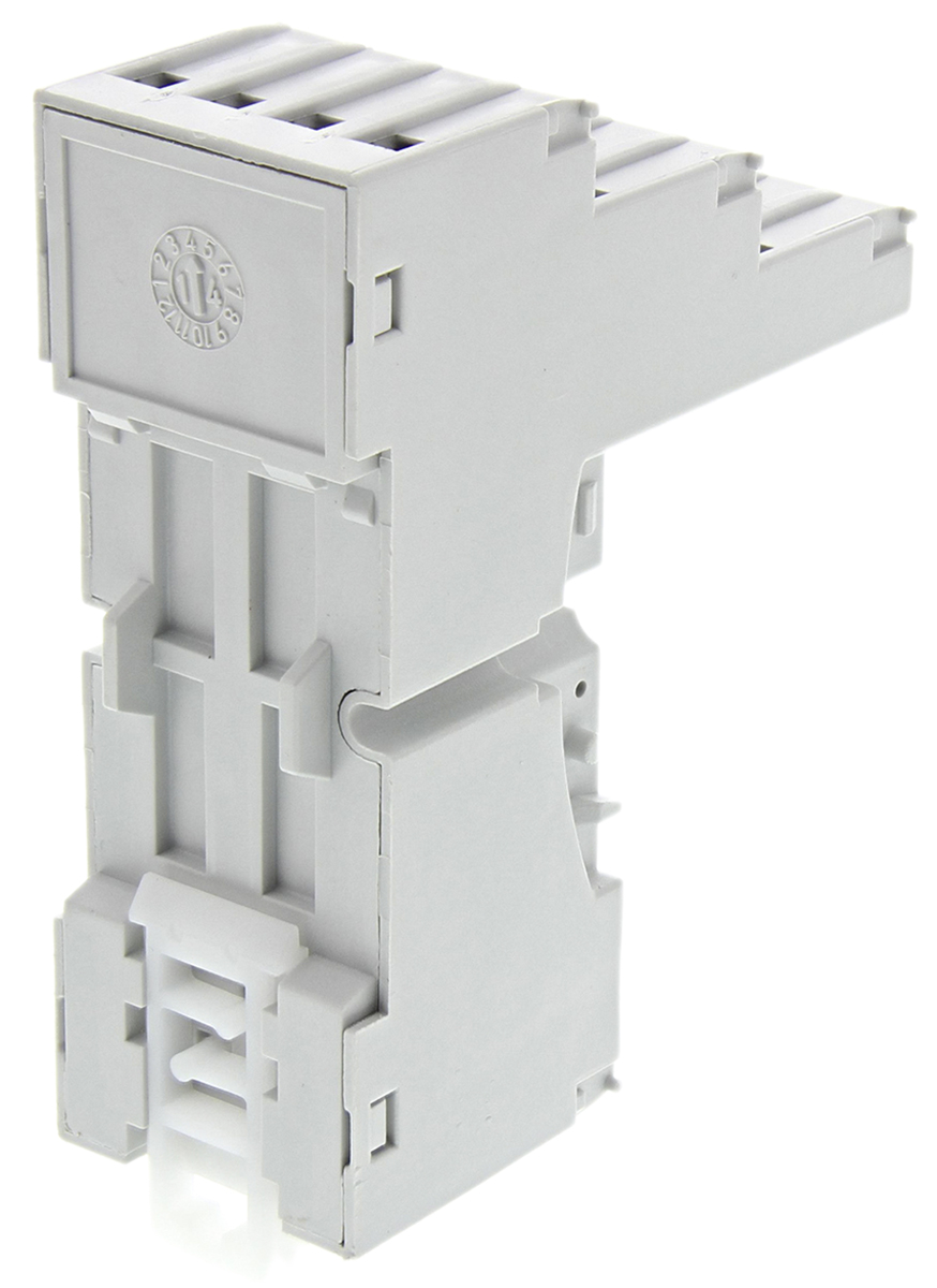 gzm2-gray Relpol 8 Way 300V ac DIN Rail Relay Socket, for use with R2N Series Relay