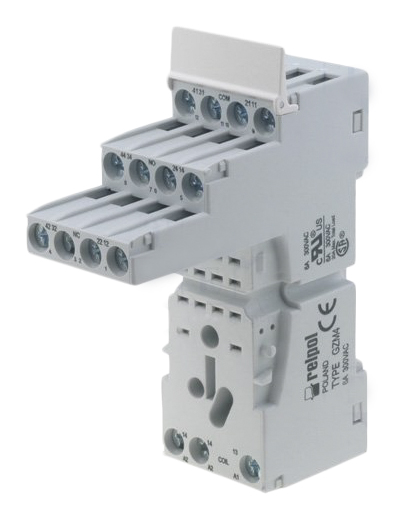 Relpol 14 Way 300V ac DIN Rail Relay Socket, for use with R3N Relay