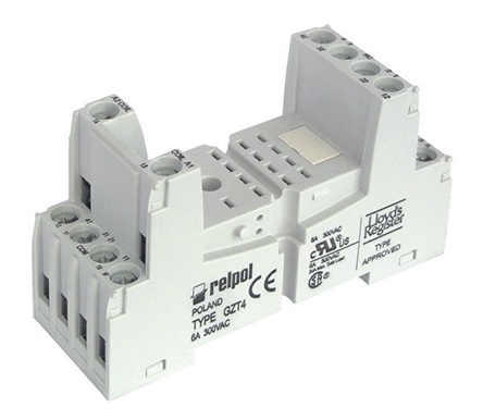 Relpol 14 Way 300V ac DIN Rail Relay Socket, for use with R4N Relay, T-R4 Relay