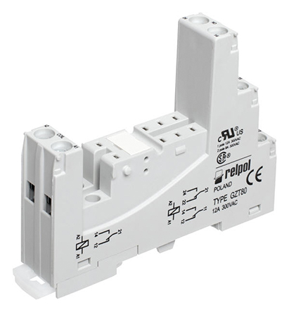 Relpol 8 Way 300V ac DIN Rail Relay Socket, for use with RM87L Sensitive Relay, RM85 Inrush Relay, RM85 Sensitive Relay,