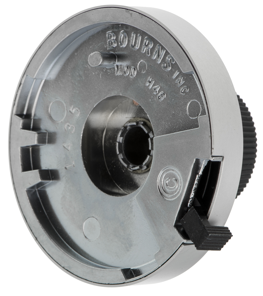 h-46-6a-1 Bourns 46 mm Knob Diameter Black, Chrome Potentiometer Knob for 6.35 mm Shaft Circular, H-46-6A-1