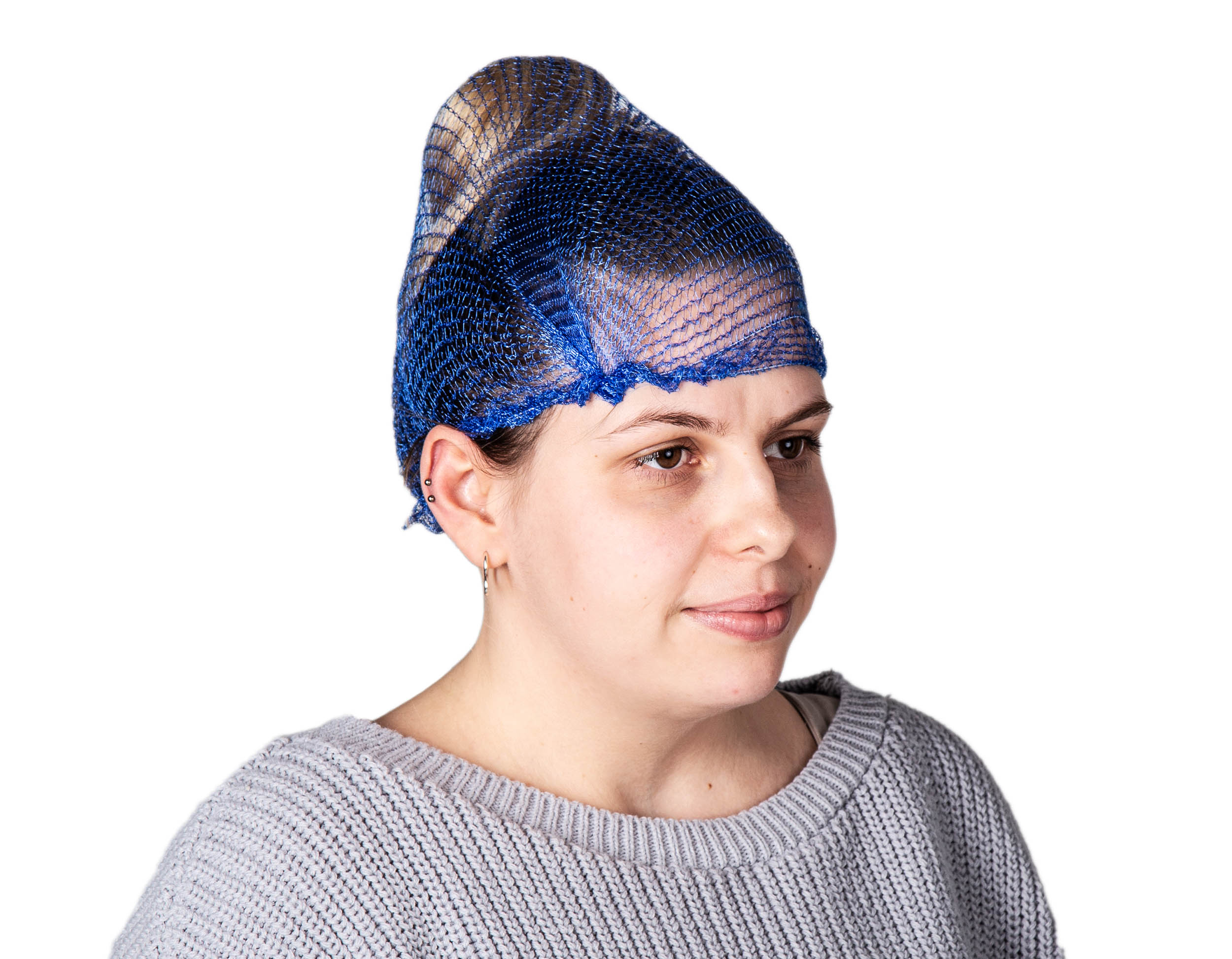 Hairtite Blue for Food and Industrial Applications Use Disposable Hair Net Polypropylene, XL