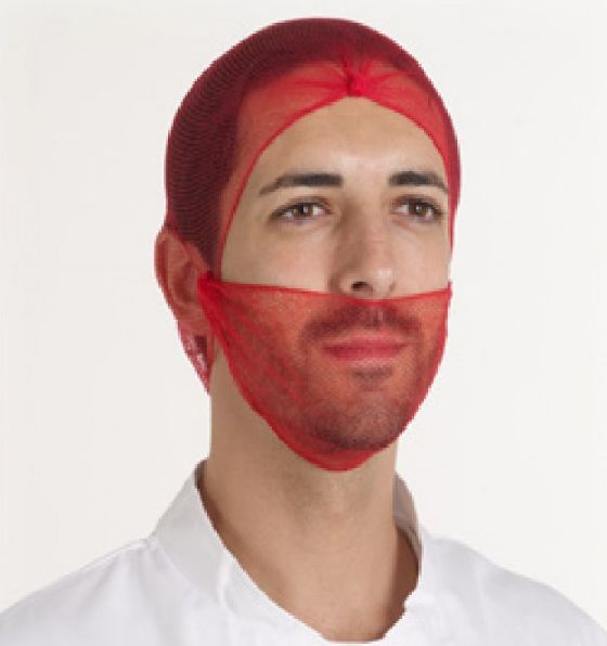Hairtite Red for Food and Industrial Applications Use Disposable Beard Mask Polypropylene, One-Size