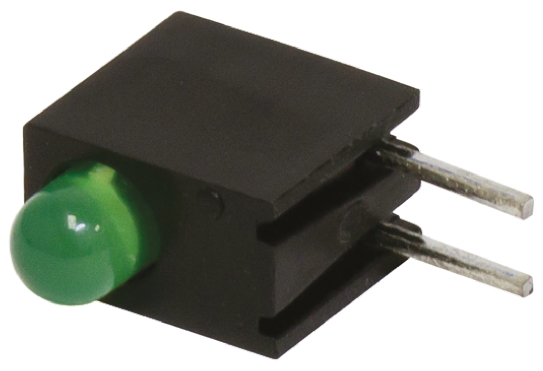 Bivar H101CGD Green Right Angle PCB LED Indicator, 1 LEDs 3 mm (T-1) 2.8 V