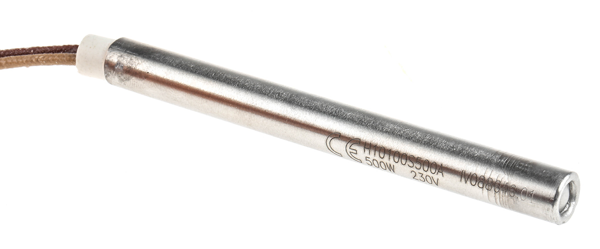 h10x100x500 Acim Jouanin Cartridge Heater 10 mm, 250 mm, 100 mm, 500 W, 230V ac