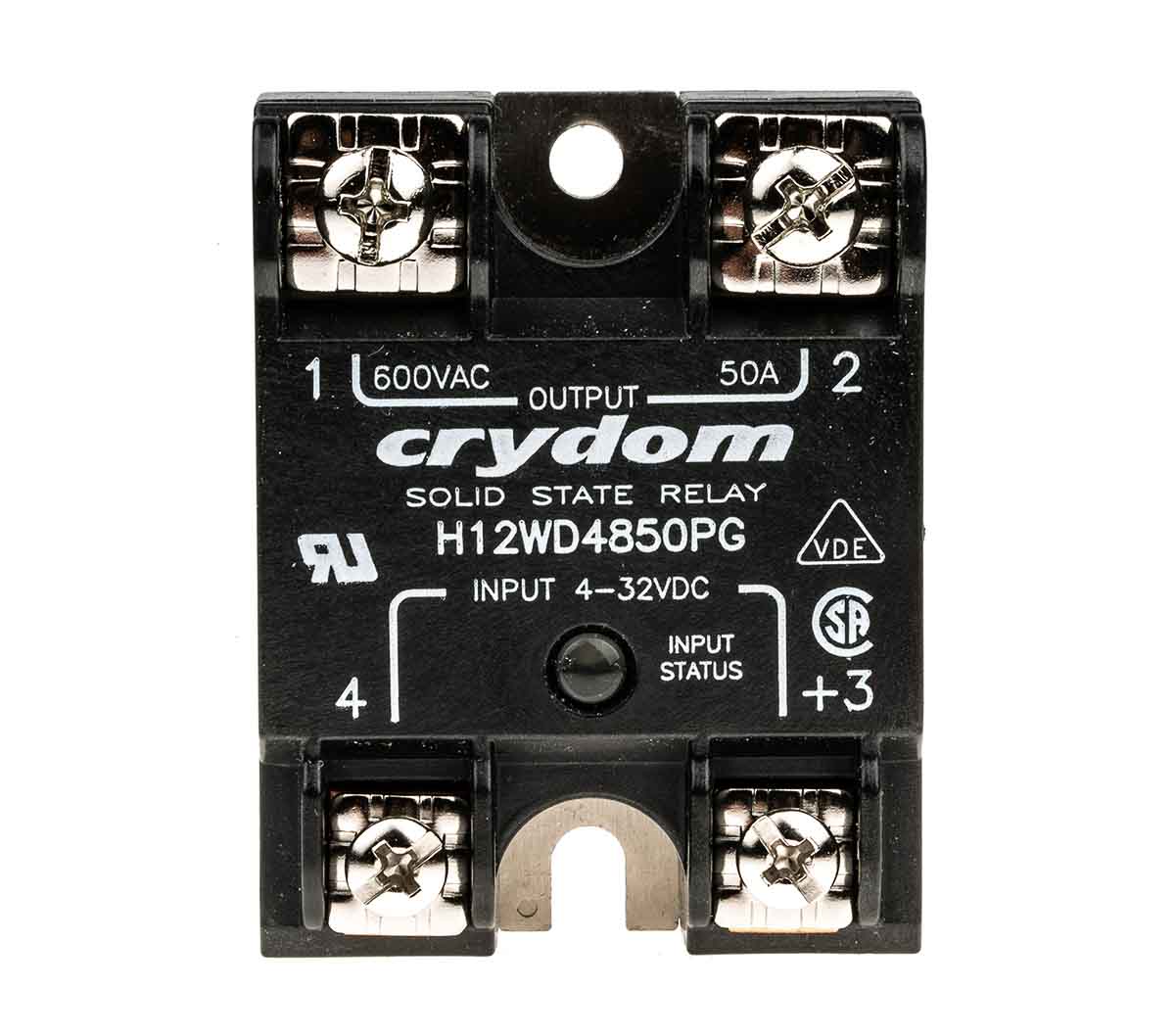 h12wd4850pg Sensata / Crydom H12WD Series Solid State Relay, 50 A Load, Panel Mount, 660 V ac Load, 32V Control