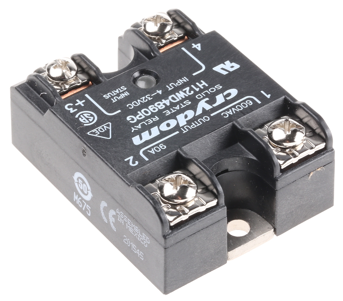 h12wd4890pg Sensata / Crydom H12 Series Solid State Relay, 90 A Load, Panel Mount, 660 V ac Load, 32V Control