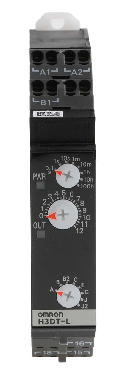 Omron H3DT Series DIN Rail Timer Relay, 2-Contact, 240 V dc 24V ac, 240 V ac, 0.1 s to 1200 h, Multifunction-Function,