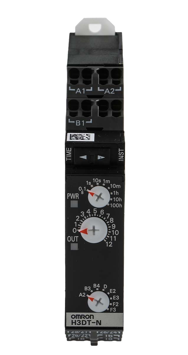 Omron H3DT Series DIN Rail Timer Relay, 4-Contact, 240 V dc 24V ac, 240 V ac, 0.1 s to 100 h, Multifunction-Function,