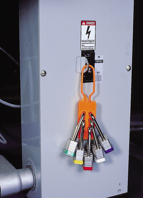 h770 ABUS Red 6-Lock Lockout Hasp Plastic