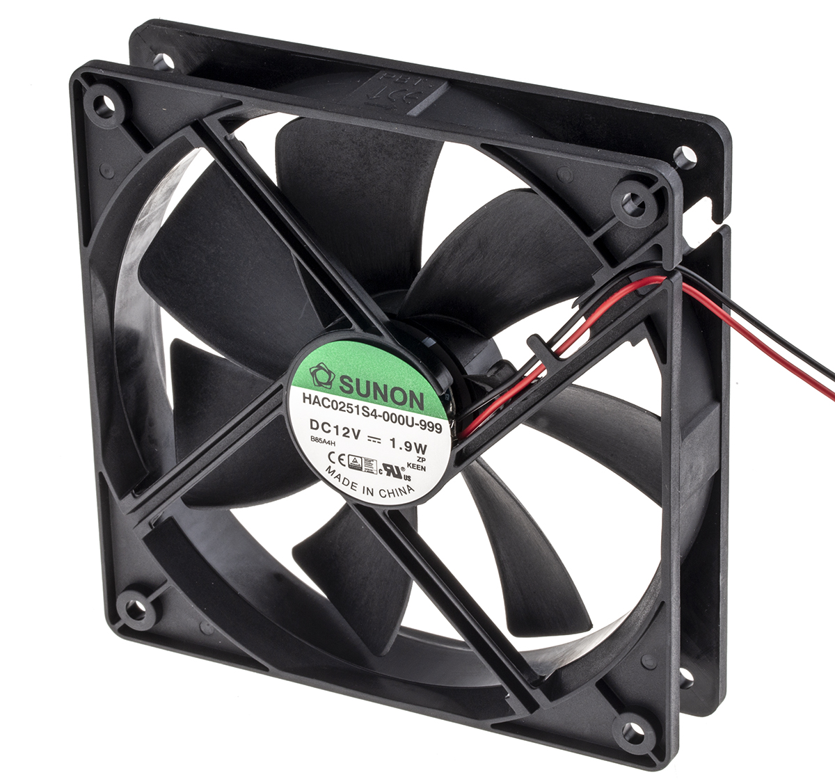 Sunon HAC Series Axial Fan, 12V dc, 93 m³/h, 1.9 W, 155 mA Max 120 mm 120mm 25 mm
