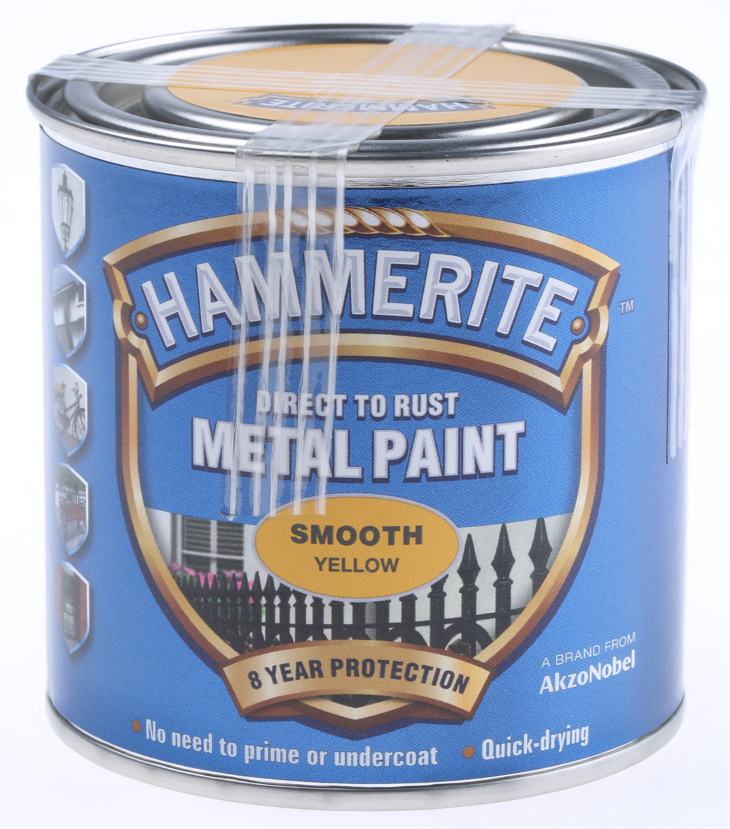 Hammerite Direct to Rust Paint in Smooth Yellow, 250 ml