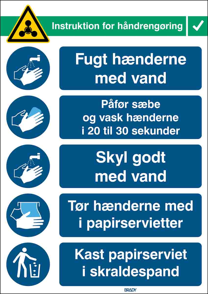 Brady Safety Wall Chart, Polypropylene B-7527, Danish 371 mm 262 mm