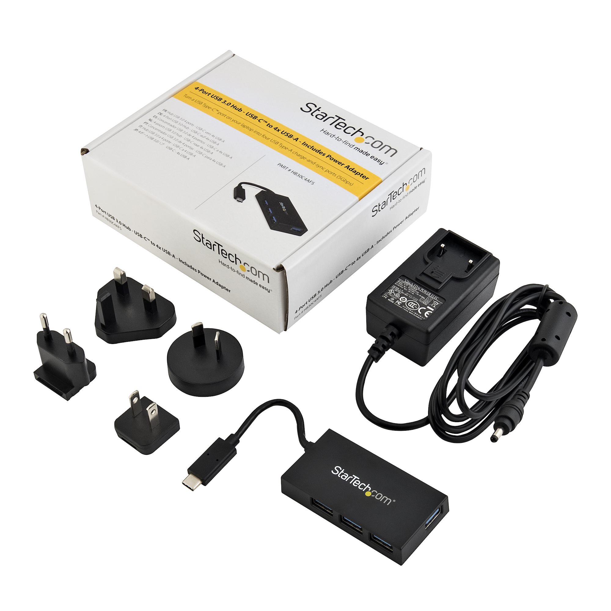 hb30c4afs StarTech.com 4 Port USB 3.0 USB Hub, USB Powered, 74 mm 13 mm 39mm