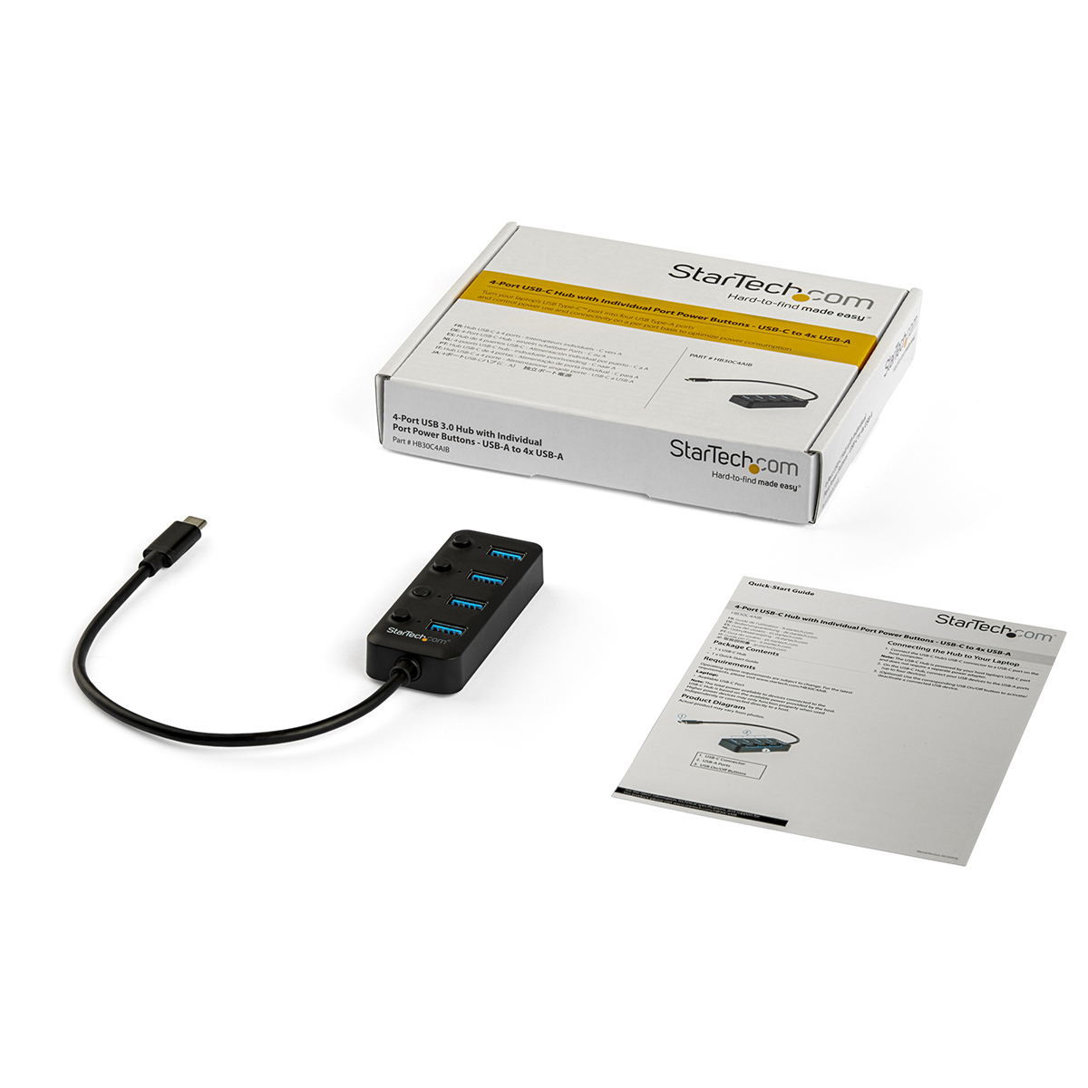hb30c4aib StarTech.com 4 Port USB 3.0 USB Hub, USB Bus Powered, 34.9 mm 19 mm 34.9mm