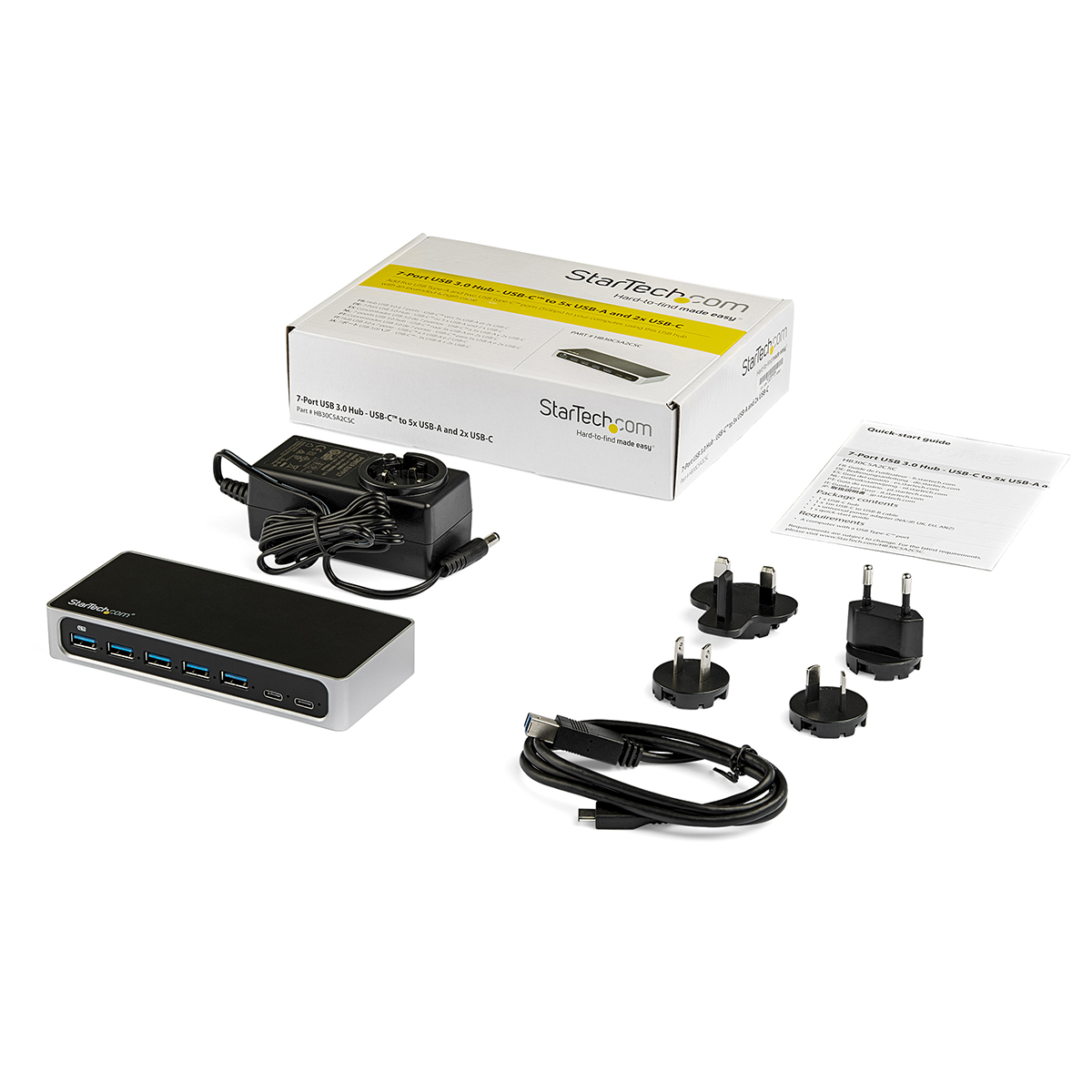 hb30c5a2csc StarTech.com 7 Port USB 3.0 USB Hub, AC Adapter Powered, 65 mm 24 mm 65mm