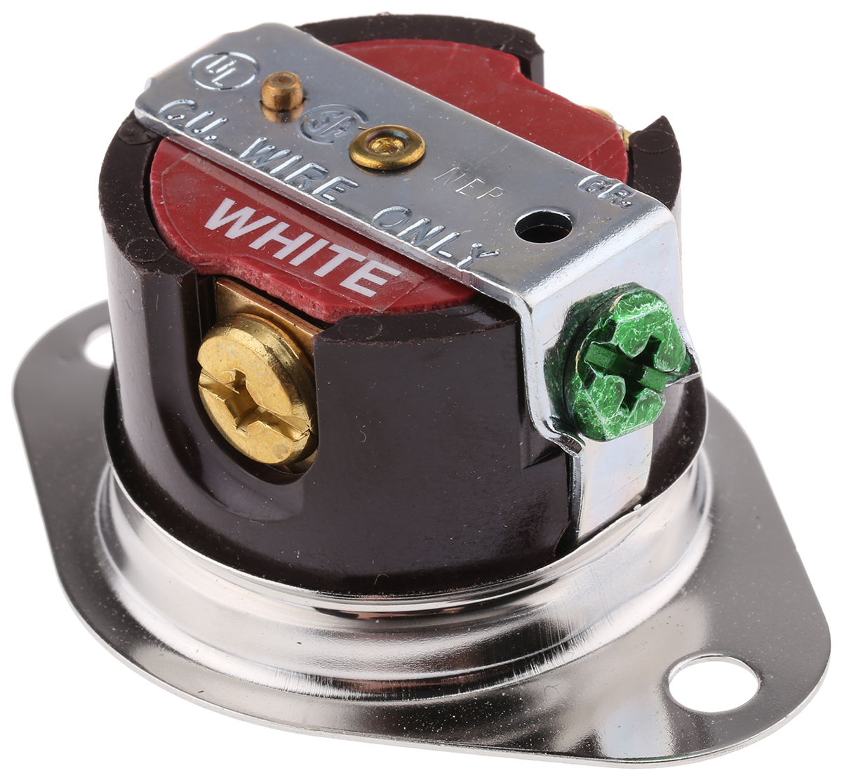 hbl5256 Hubbell USA Mains Connector Brown, 15A, Panel Mount Steel, Phenolic, 125V, Screw