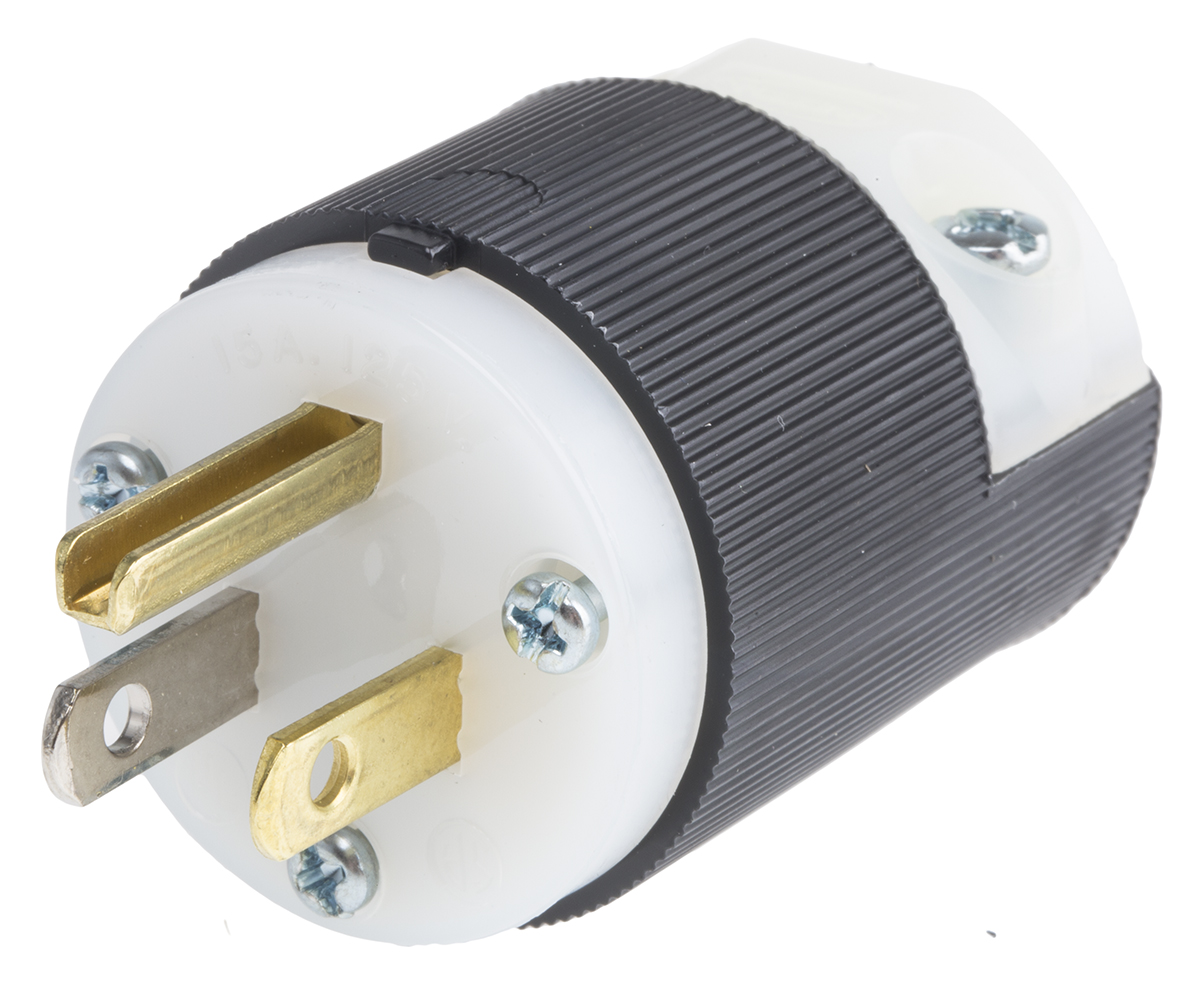 hbl5266c Hubbell USA Mains Plug Black, 15A, Cable Nylon, 125V, Screw