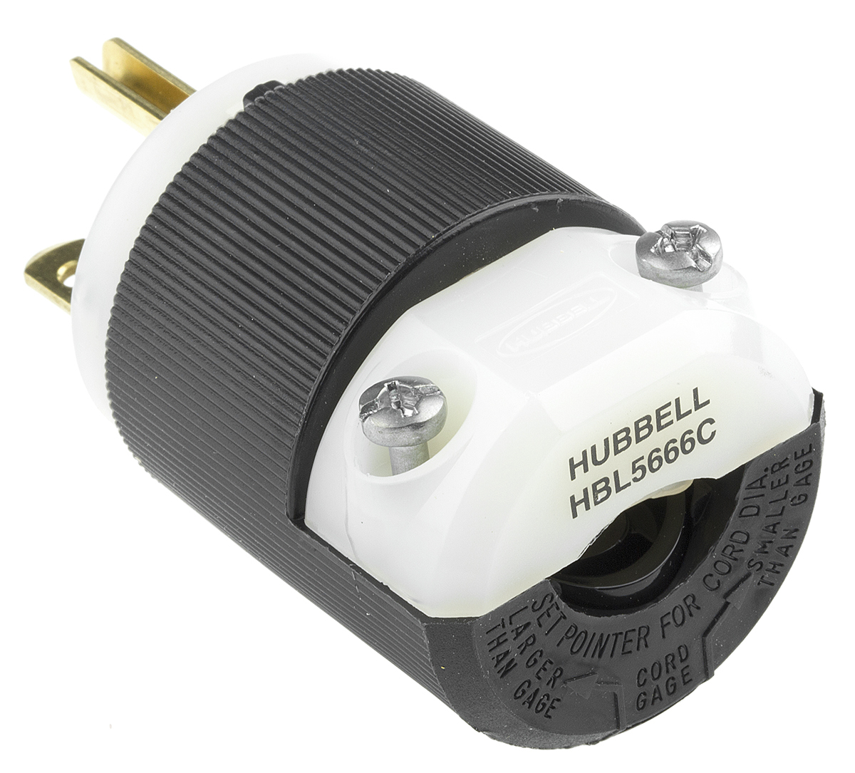 Hubbell USA Mains Plug Black, 15A, Cable Nylon, 250V, Screw