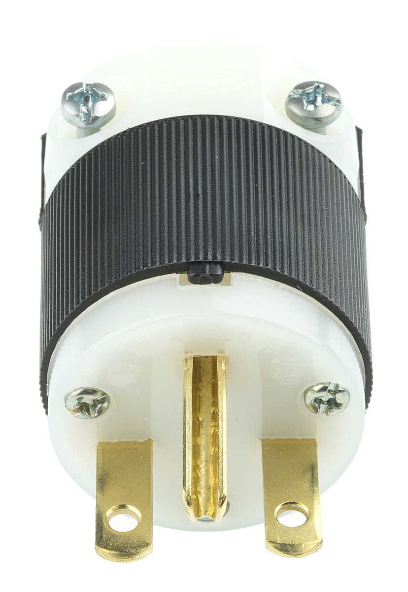 hbl5666c Hubbell USA Mains Plug Black, 15A, Cable Nylon, 250V, Screw