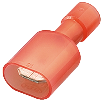 Nichifu TMEDN Red Insulated Male Spade Connector, Crimp, 0.25 x 0.032 in Tab Size 18 AWG to 16 AWG