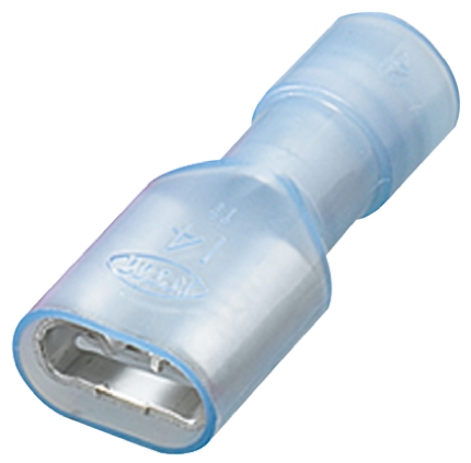 Nichifu TMEDN Blue Insulated Male Spade Connector, Crimp, 0.25 x 0.032 in Tab Size 14 AWG to 14 AWG