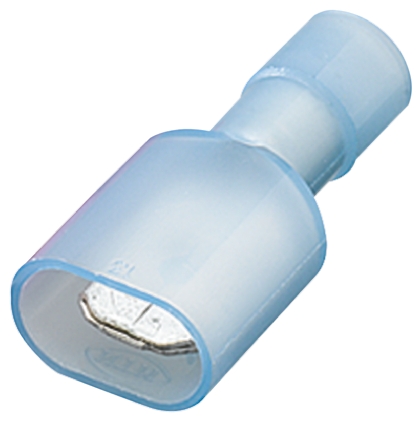 Nichifu TMEDN Blue Insulated Male Spade Connector, Crimp, 0.25 x 0.032 in Tab Size 14 AWG to 14 AWG