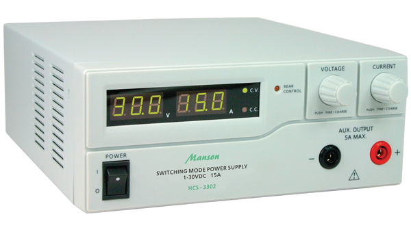 Manson Digital Laboratory Power Supply, 1-Output 1 V to  32V dc, 480 W, 15 A Max