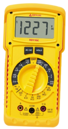 Amprobe HD110C HD110C Handheld Digital Multimeter True RMS, 2 A ac, 2 A dc, 1 kV ac - UKAS Calibrated