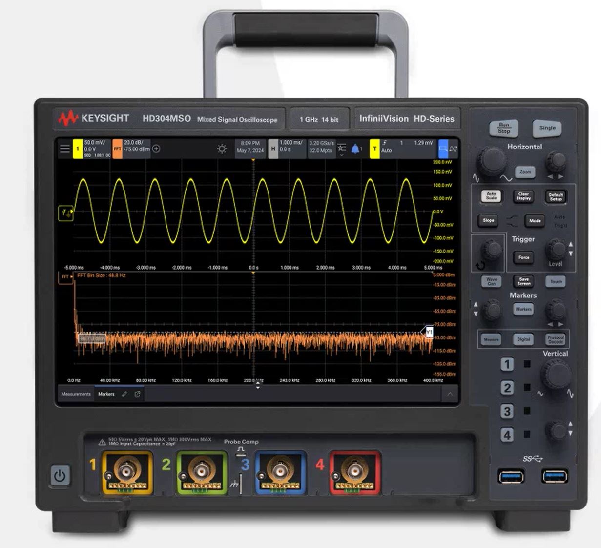 hd304mso01g Keysight Technologies HD3 Series, 1 GHz Bench Oscilloscope, 16 Channels