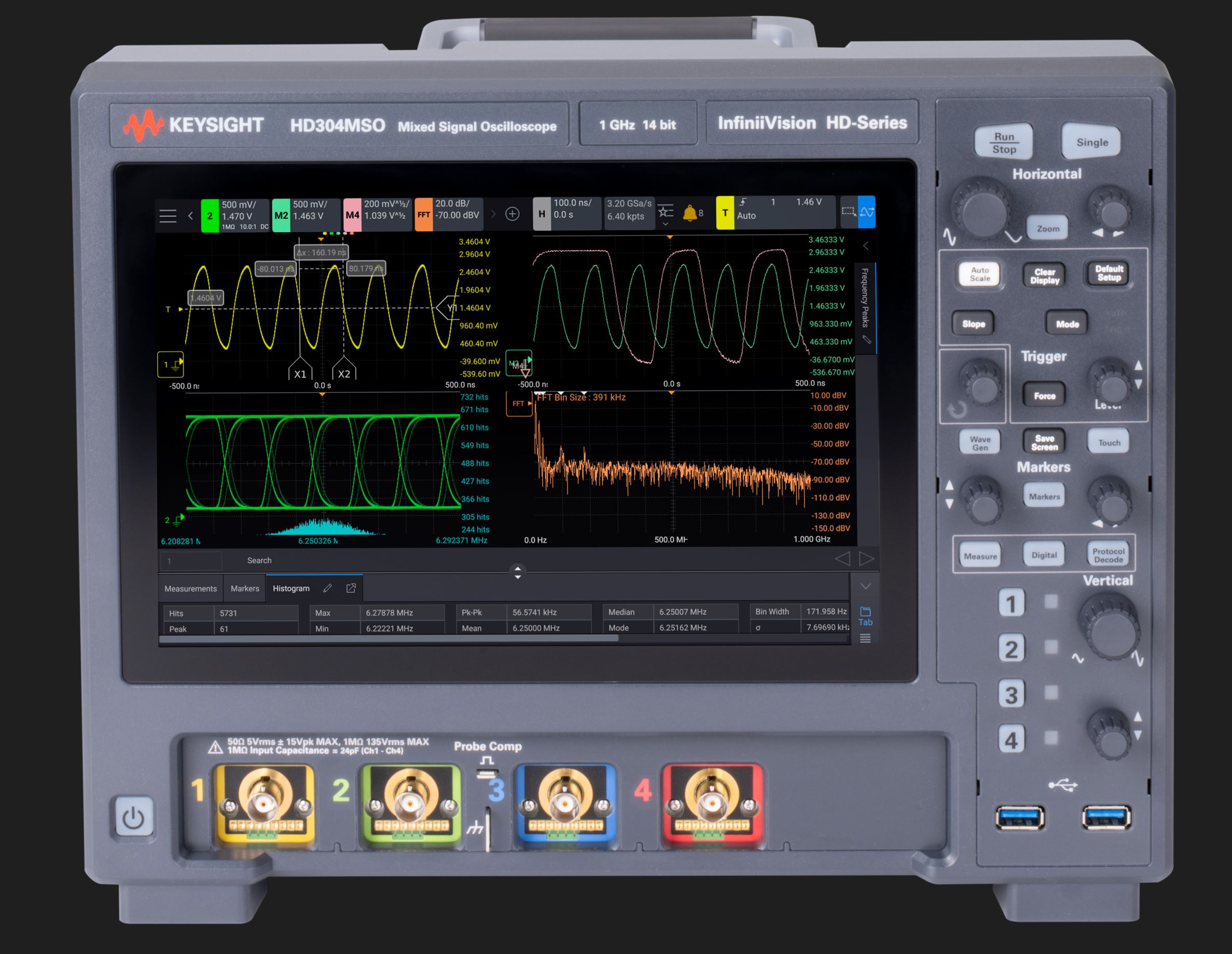 hd304mso350 Keysight Technologies HD3 Series, 350 MHz Bench Oscilloscope, 16 Channels