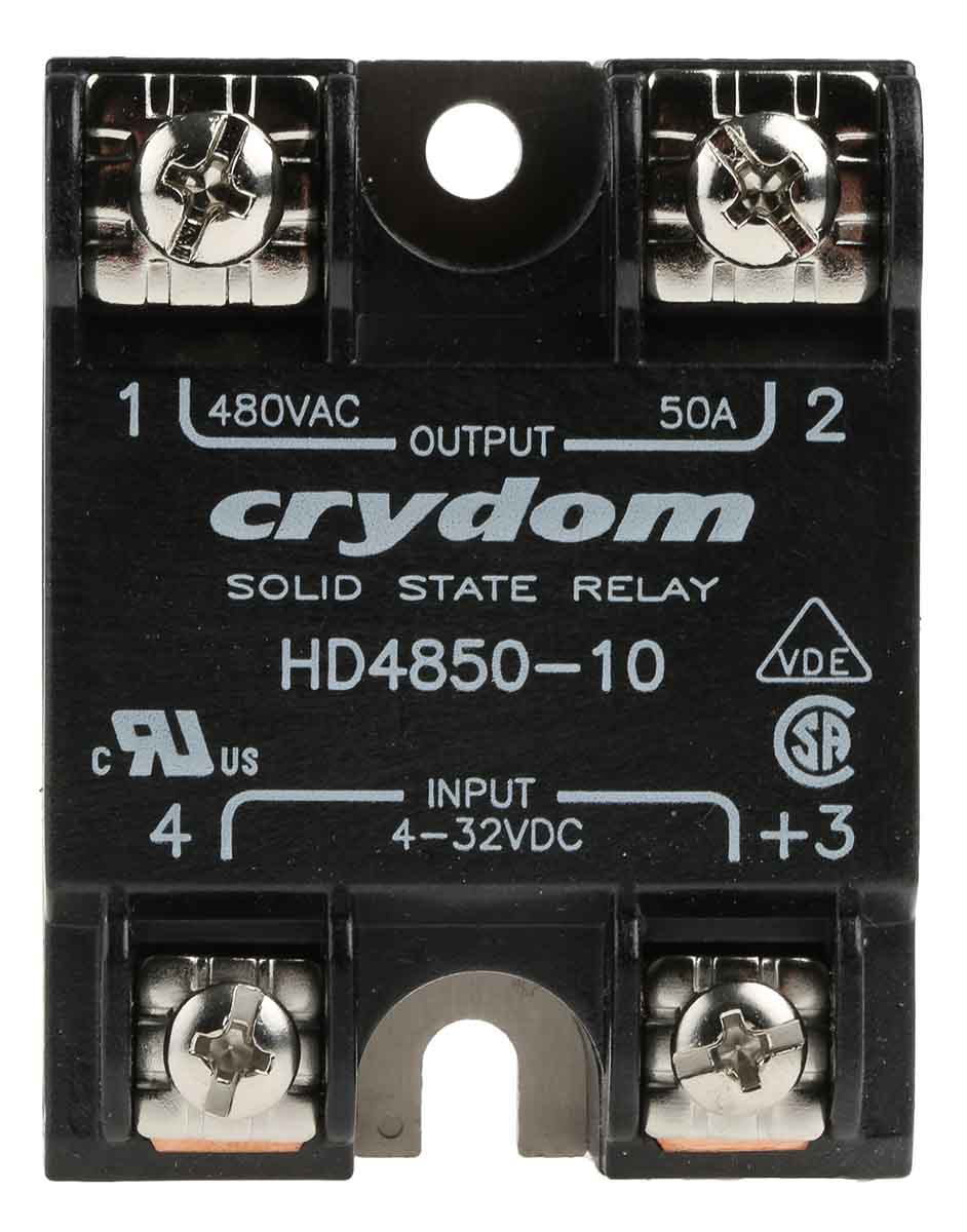 hd4850-10 Sensata / Crydom HA AND HD Series Solid State Relay, 50 A Load, Panel Mount, 530 Vrms Load, 32V dc Control