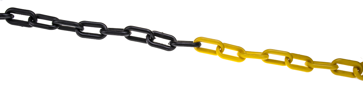 JSP Yellow, Black Barrier & Stanchion Chain Link, Polyethylene