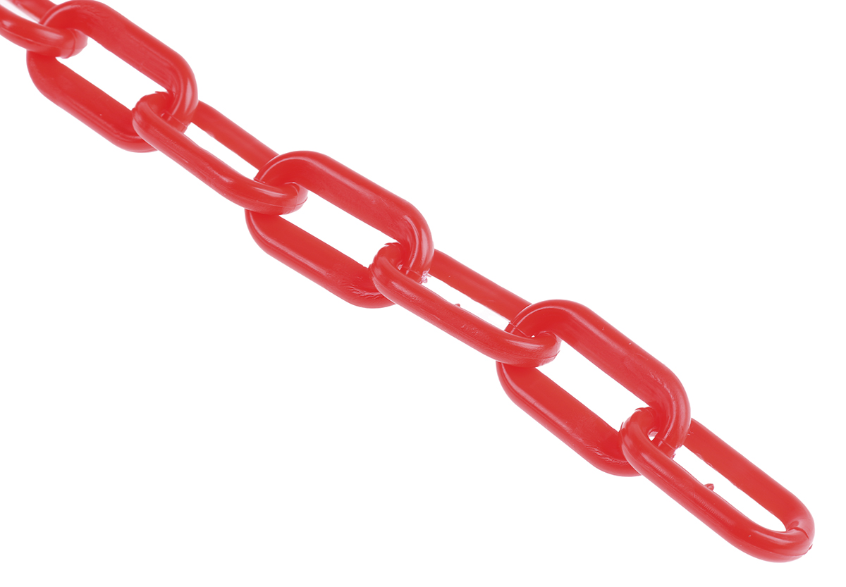 JSP White, Red Barrier & Stanchion Chain Link, Polyethylene, 25 m
