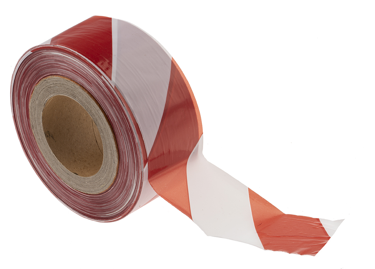 JSP Red, White Polyethylene 500 m Non-Adhesive Barrier Tape