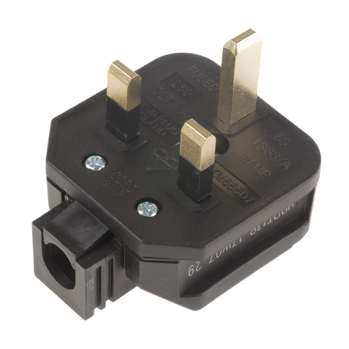 Masterplug UK Mains Plug Black, 13A, Cable Thermoplastic, 250V, Screw