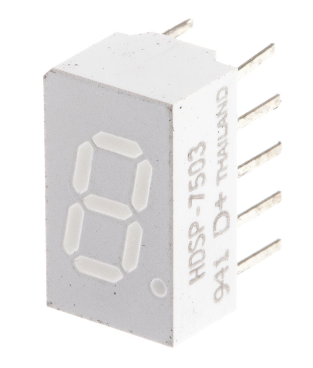 HDSP-7503-CD000 Broadcom 1 7 Segment LED Display Cathode Red 5.4mcd Right Side 7.6 mm