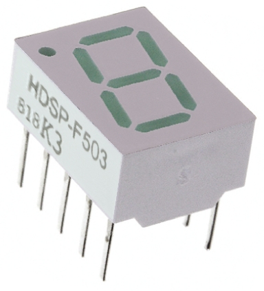 Broadcom 1 7 Segment LED Display Cathode Green 3.5mcd Right Side 10.2 mm