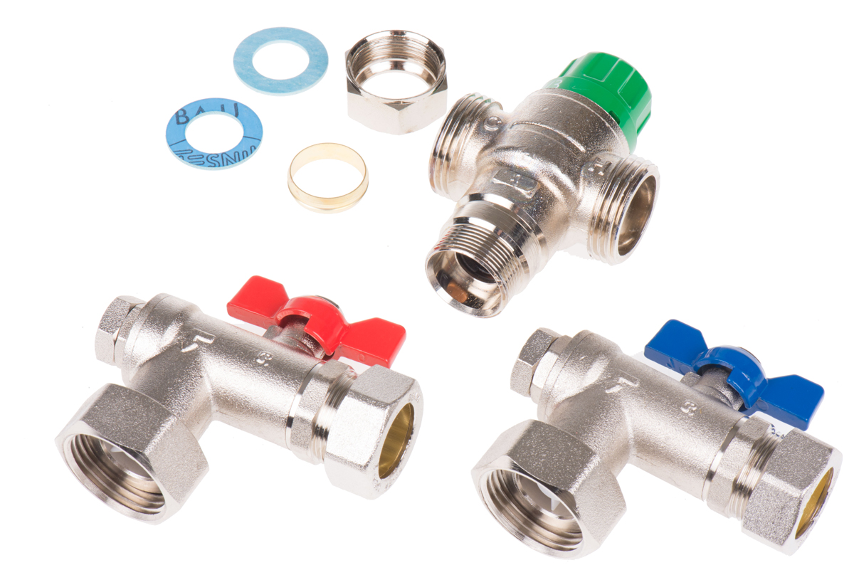 Reliance Water Controls Brass, Nickel Plated Thermostatic Mixing Valve