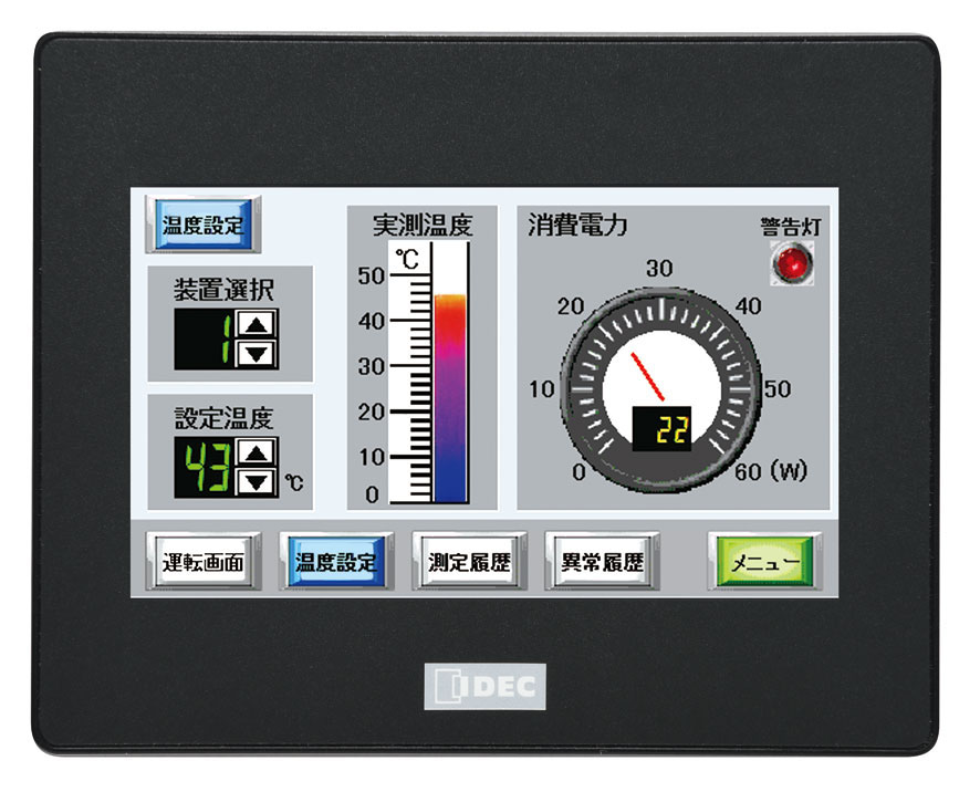 Idec HG1G-4VT22TF-B Series HMI Panel - 4.3 in, TFT Display, 480 x 272 pixel