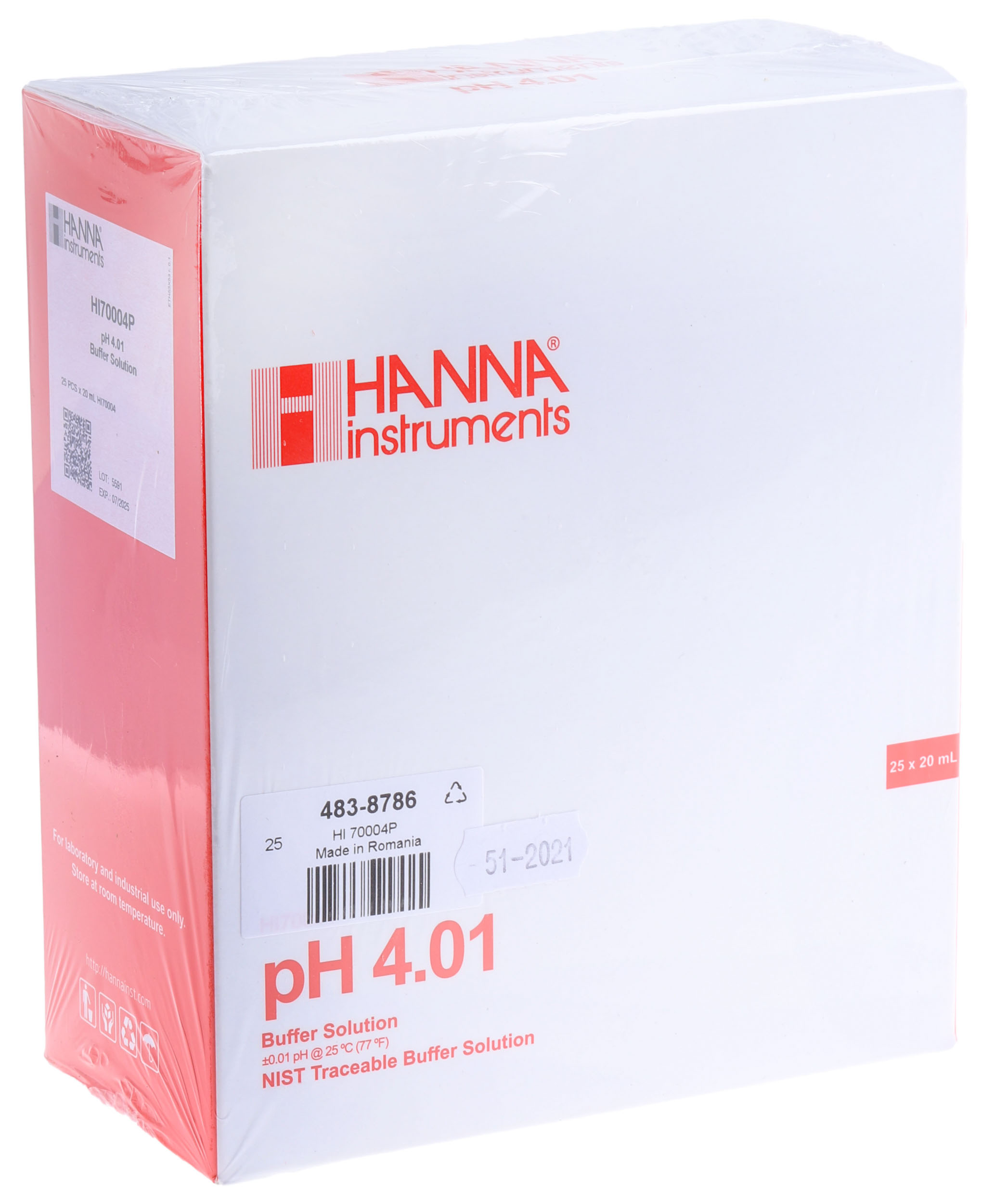 hi70004p Hanna Instruments HI70004P pH Buffer Solution, 20 ml