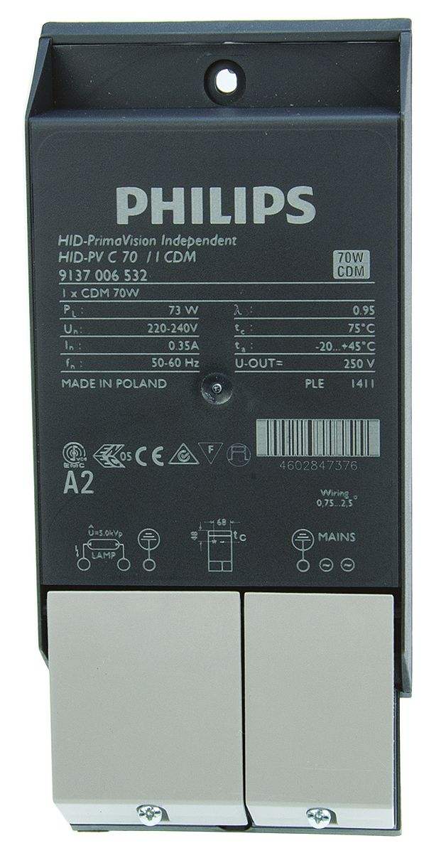 hid-pv-c-070i Philips Lighting 70 W Electronic Ceramic Metal Halide Lighting Ballast, 220V, 240 V