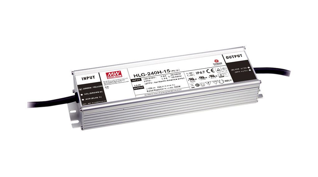 MEAN WELL, 38.5V Output, 241 W Output, 2.23A, 5.72 A Resistance, 1 to 10 V dc, 10V PWM Signal or Resistance, PWM