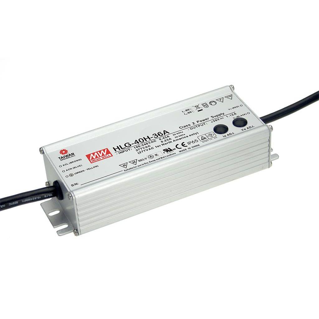 MEAN WELL LED Driver, 24V Output, 40 W Output, 1.67A 3 in 1 Dimming