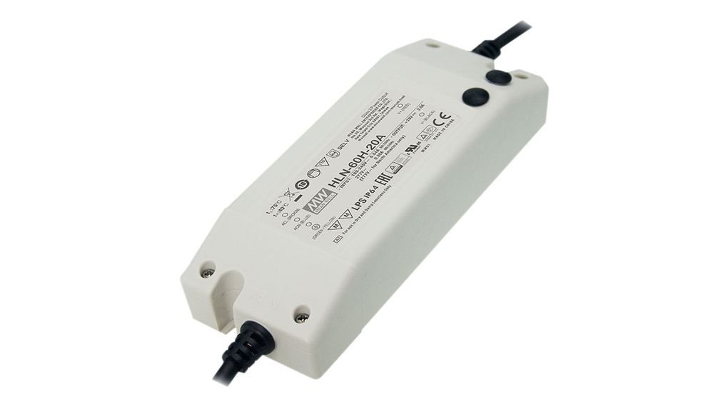 MEAN WELL Constant Voltage + Constant Current, 48V Output, 62 W Output 1 to 10 V dc, 10V PWM or Resistance