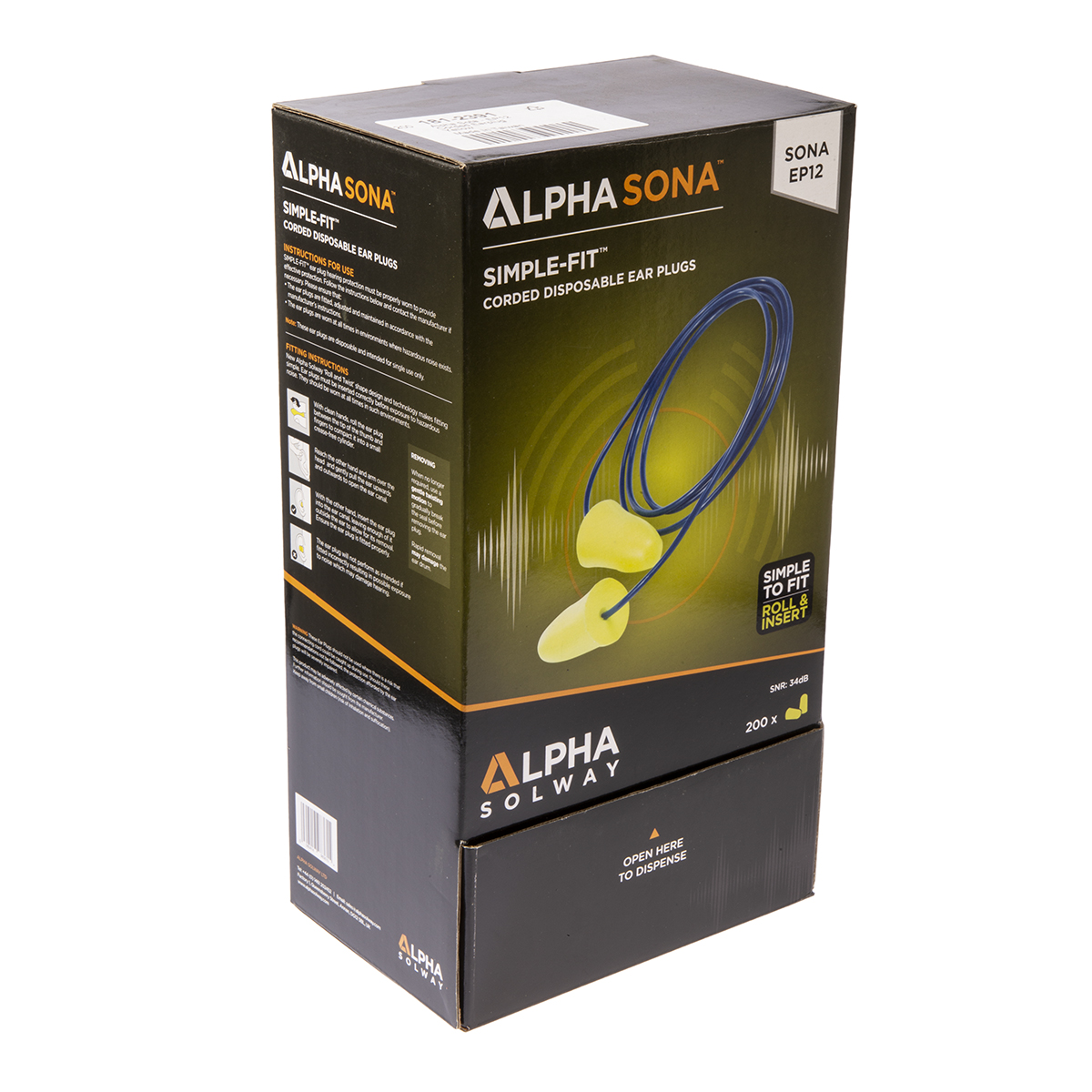 Skytec EP 12 Series Yellow Disposable Ear Plugs, 34 dB Rated 200