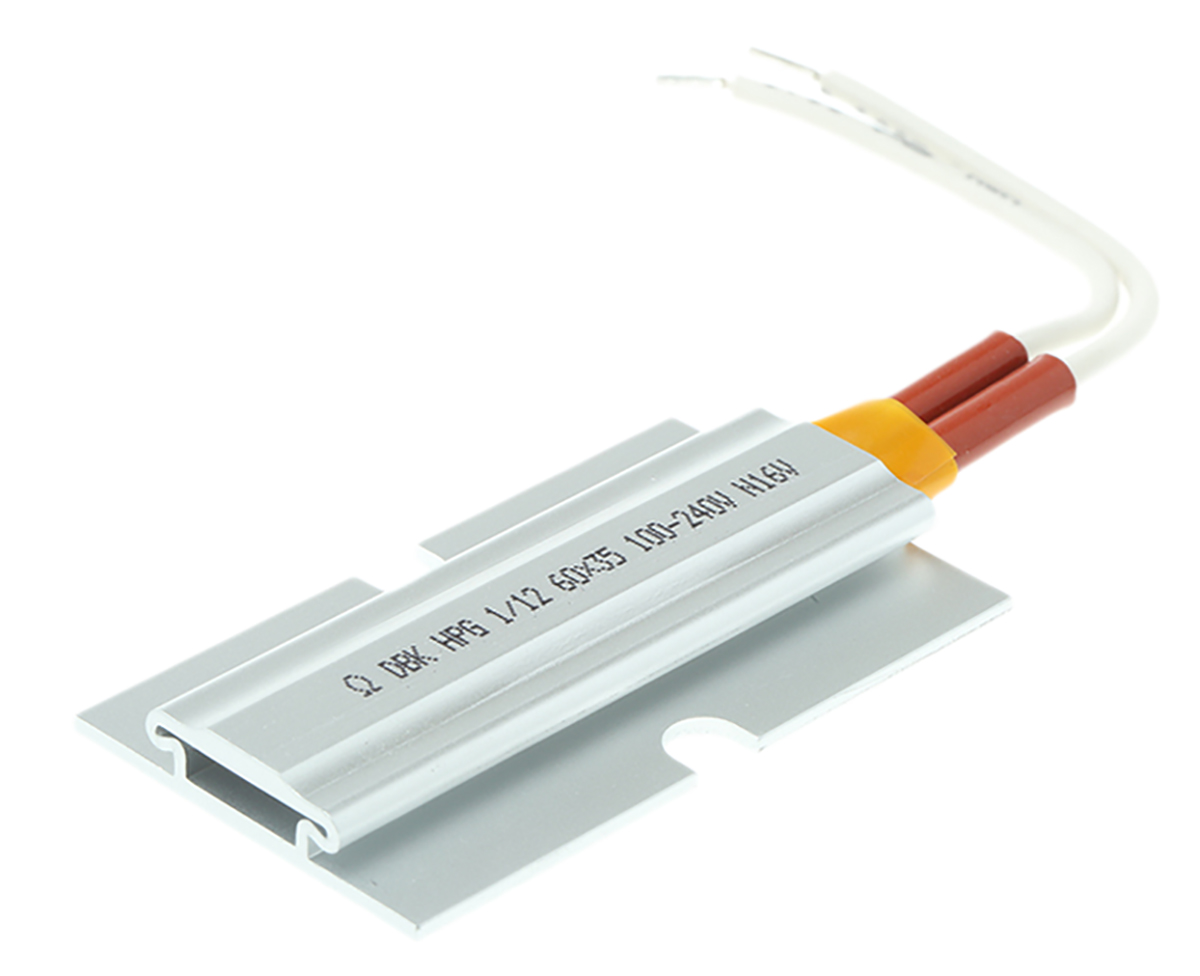 DBK Enclosures Heating Element Enclosure Heating Element, 100 mm, 60 mm, Self regulating PTC heater, 25 W, 100V ac/dc,