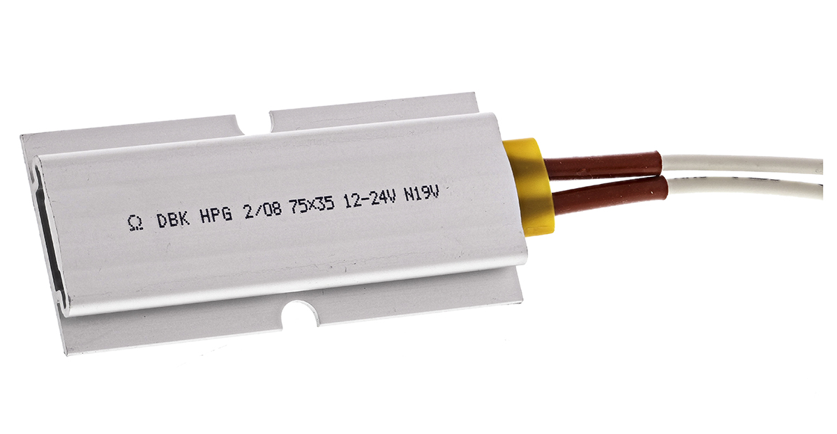 DBK Enclosures Heating Element Enclosure Heating Element, 100 mm, 75 mm, Self regulating PTC heater, 18 W, 12V ac/dc, 30